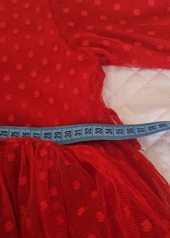 Kız Çocuk Kırmızı Uzun Kollu Fırfırlı Elbise - Görsel 4