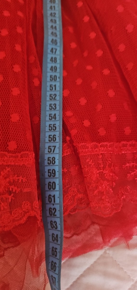 Kız Çocuk Kırmızı Uzun Kollu Fırfırlı Elbise - Görsel 3