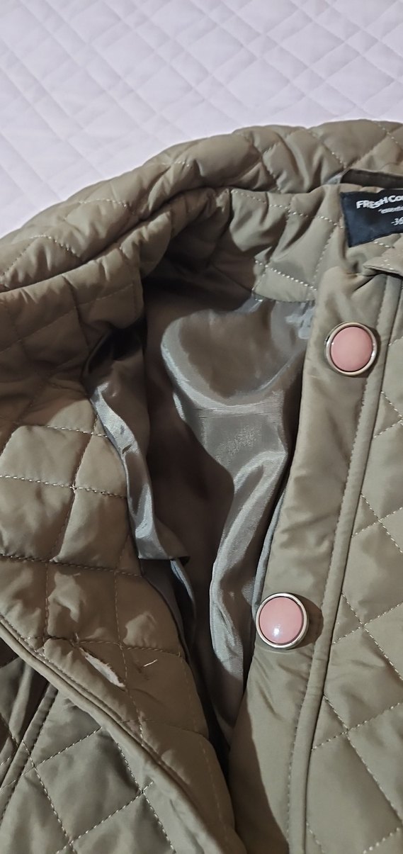 Düğmeli Yeşil Kadın Mont - Görsel 5