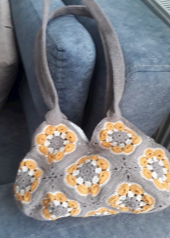 Gri Örgü Bohem Kadın Çanta
