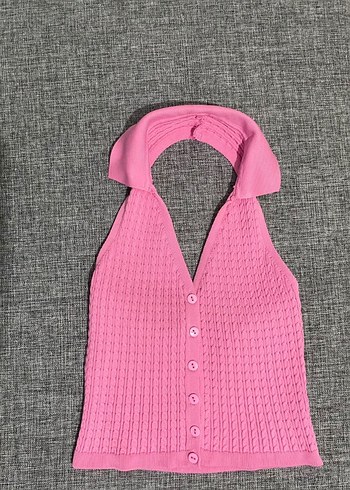 Pembe Örgü Yelek
