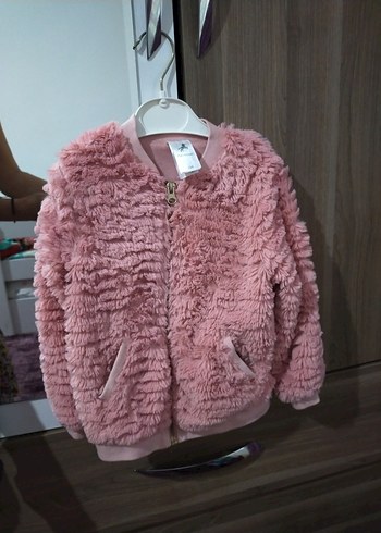 Kız Çocuk Pembe Peluş Mont