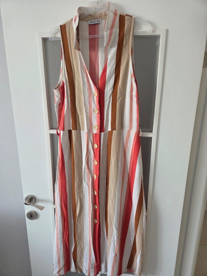 V Yakalı Bohem Uzun Kollu Keten Gömlek - Görsel 2