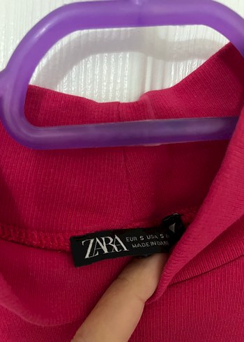 s Beden Pembe Yüksek Yaka Kolsuz Crop Top
