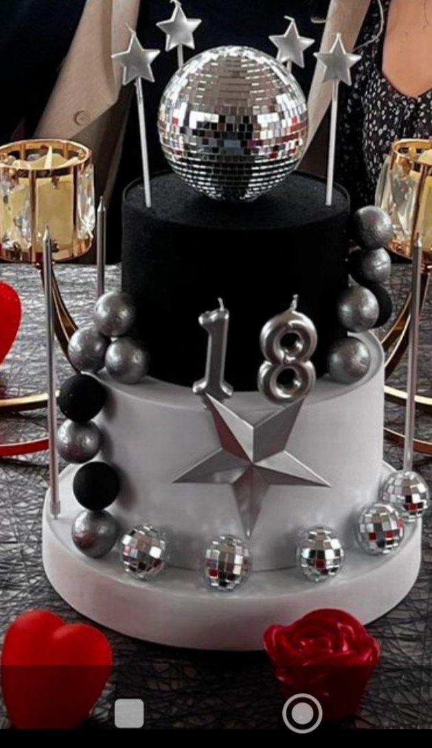 18 Yaş Gri Temalı Parti Pastası Dekoru - Görsel 2