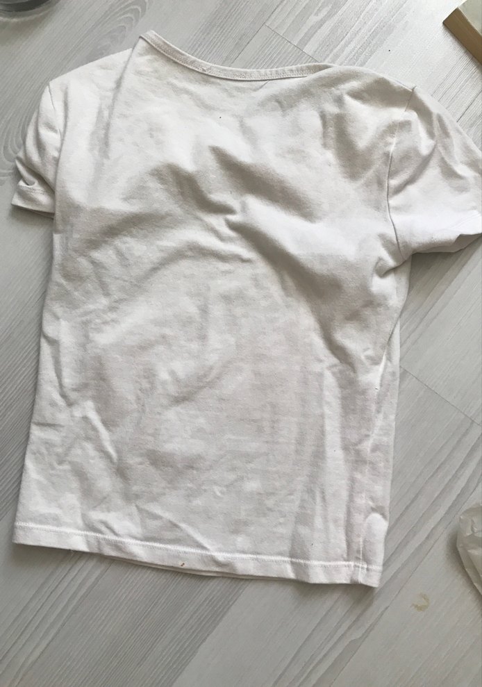 Beyaz Kız Çocuk Baskılı Kısa Kollu Tişört - Görsel 2