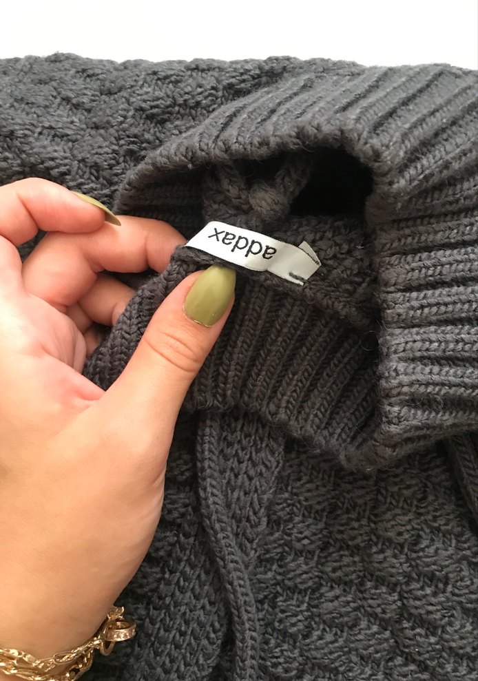 Gri Boğazlı Örgü Kadın Süveter - Görsel 4