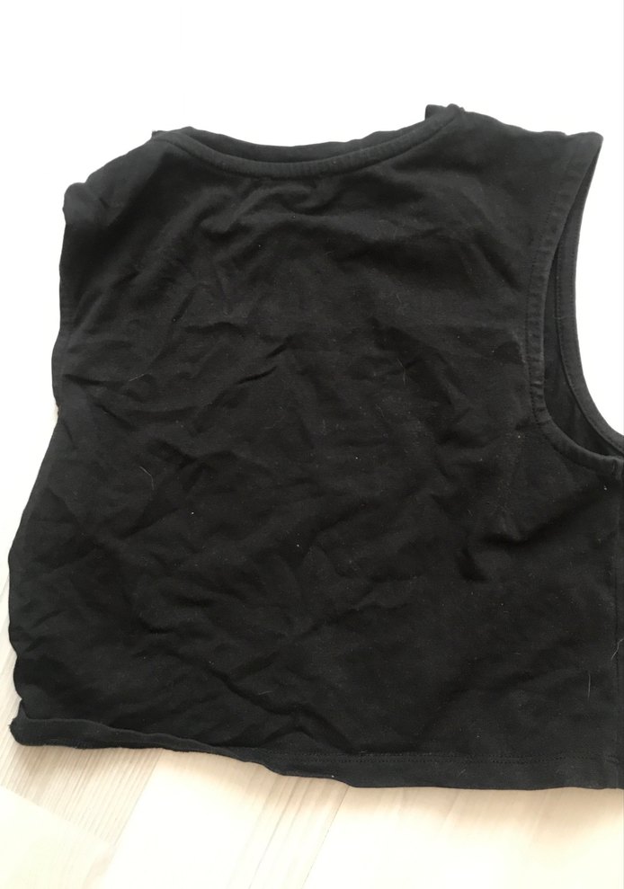 Siyah Kolsuz Basic Crop Top - Görsel 3