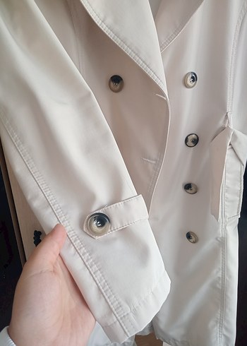 xxl Beden Düğmeli Beyaz Uzun Kadın Trençkot