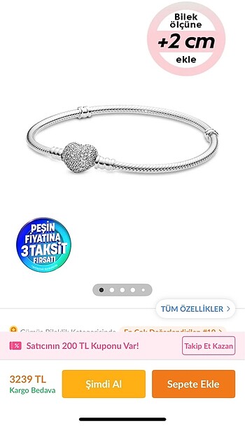 Pandora kalpli s925 gümüş bileklik