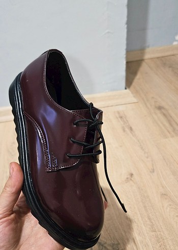 Bordo Deri Cocuk Klasik Ayakkabı - Görsel 3