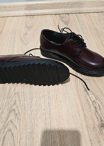 Bordo Deri Cocuk Klasik Ayakkabı - Görsel 2