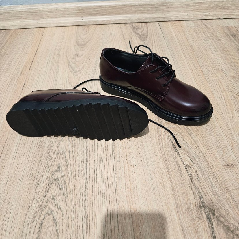 Bordo Deri Cocuk Klasik Ayakkabı - Görsel 2