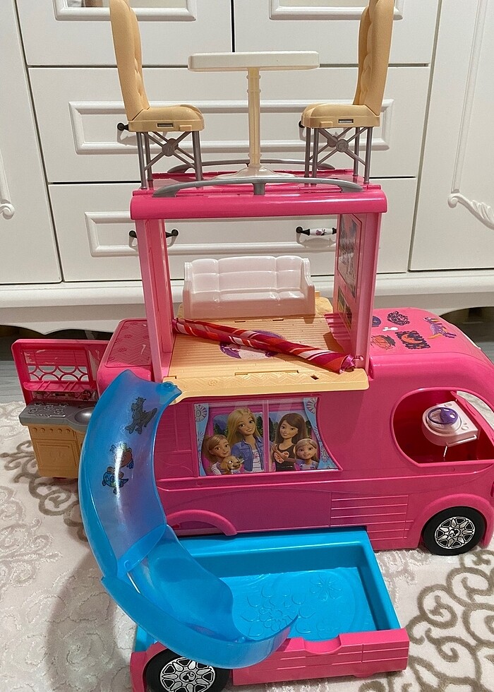 Pembe renk orjinal barbie bebek karavan - Görsel 4