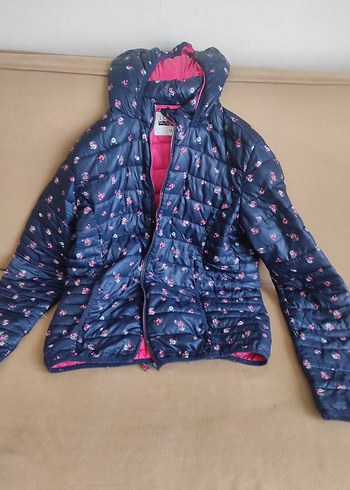 Çiçek Desenli Kız Montu, Fermuarlı, Pembe - Görsel 2