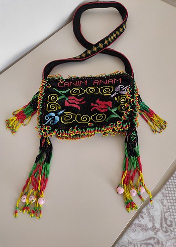 Renkli İşlemeli Boncuklu Bohem Kadın Çanta - Görsel 4
