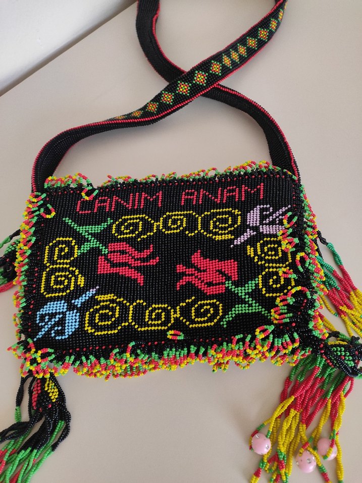 Renkli İşlemeli Boncuklu Bohem Kadın Çanta - Görsel 3