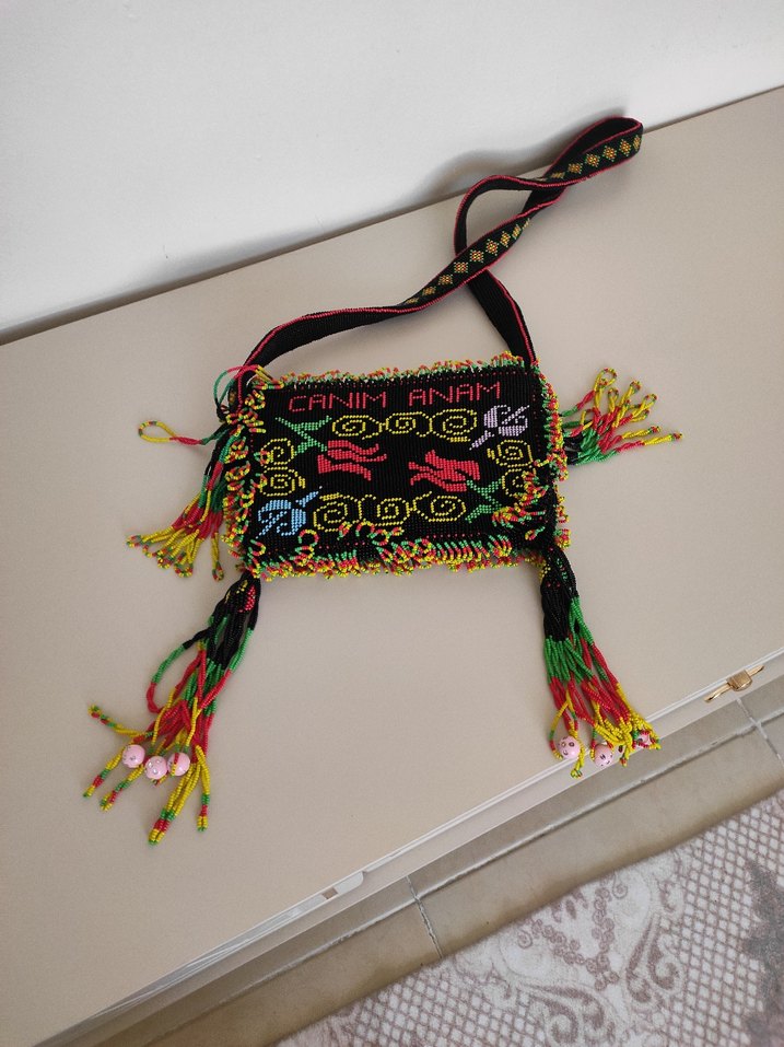 Renkli İşlemeli Boncuklu Bohem Kadın Çanta - Görsel 2