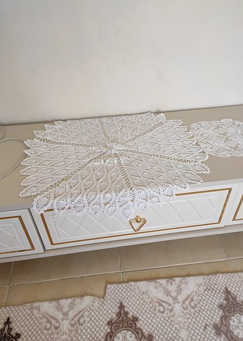 Beyaz El Örgüsü Dantel Masa Örtüsü - Görsel 2