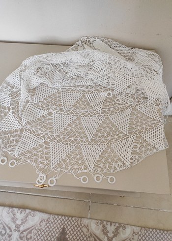 Beyaz El Örgüsü Dantel Masa Örtüsü - Görsel 7