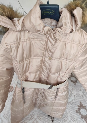 Kürklü Bej Kız Mont - Görsel 4