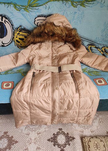 Kürklü Bej Kız Mont - Görsel 8