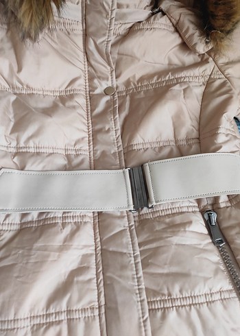 Kürklü Bej Kız Mont - Görsel 6