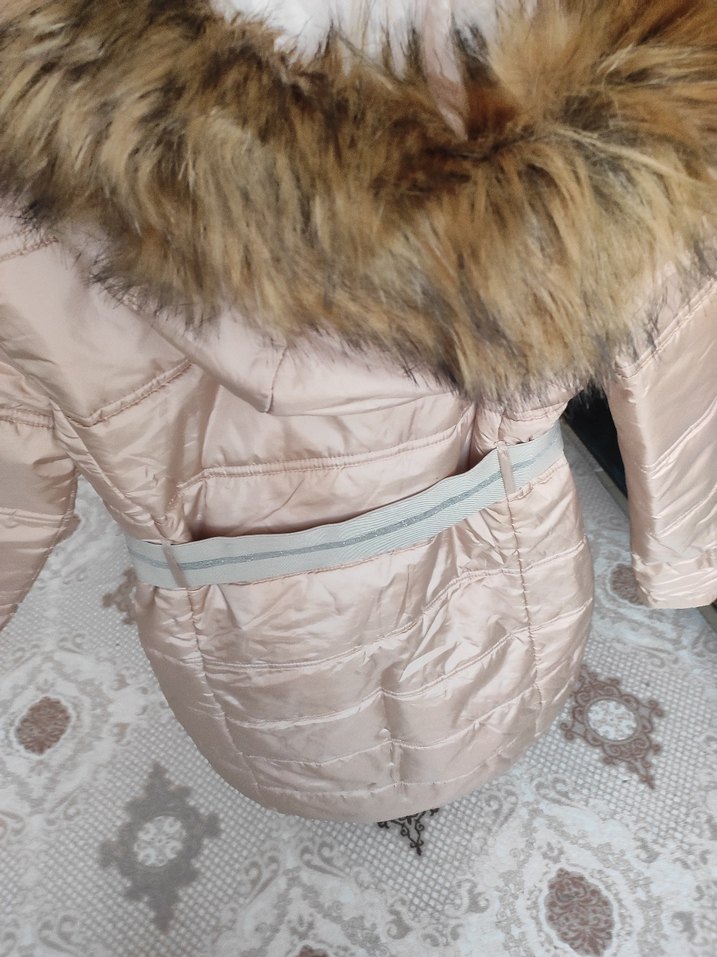 Kürklü Bej Kız Mont - Görsel 2