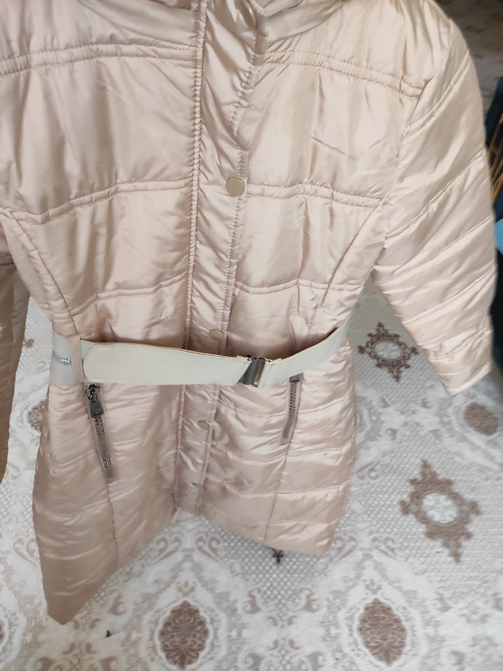 Kürklü Bej Kız Mont - Görsel 3