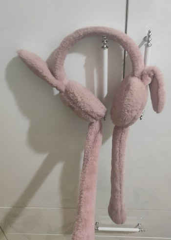 Pembe Peluş Tavşan Kulaklık - Görsel 3