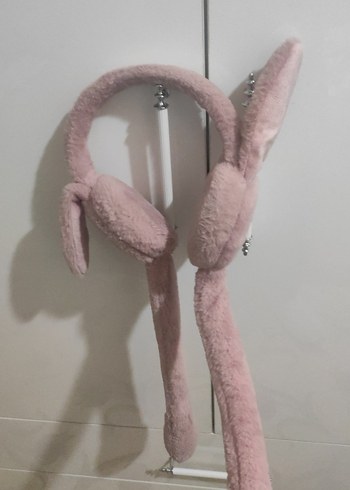 Pembe Peluş Tavşan Kulaklık - Görsel 2