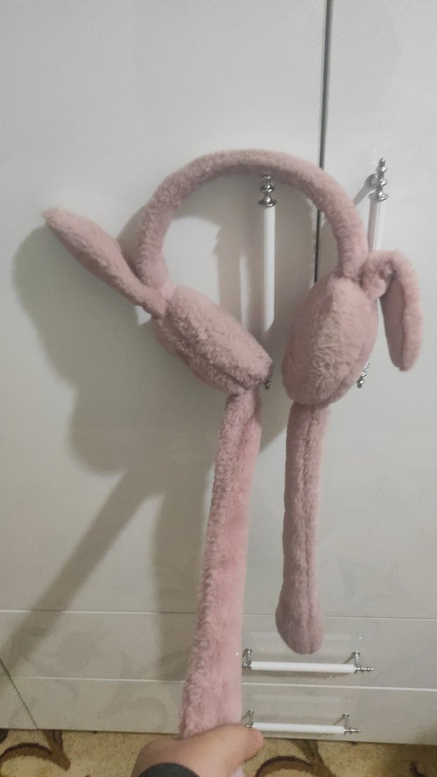 Pembe Peluş Tavşan Kulaklık - Görsel 3