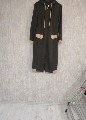 Kahverengi Kapüşonlu Uzun Kadın Kaban - Görsel 5