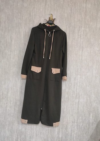 Kahverengi Kapüşonlu Uzun Kadın Kaban - Görsel 2