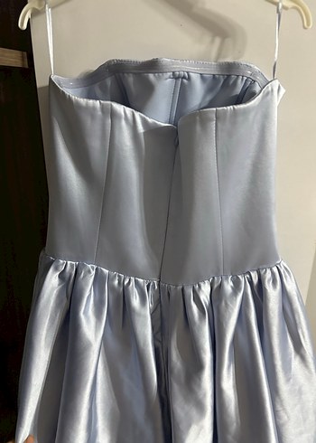 Askılı Drapeli Kısa Abiye Elbise - Görsel 3