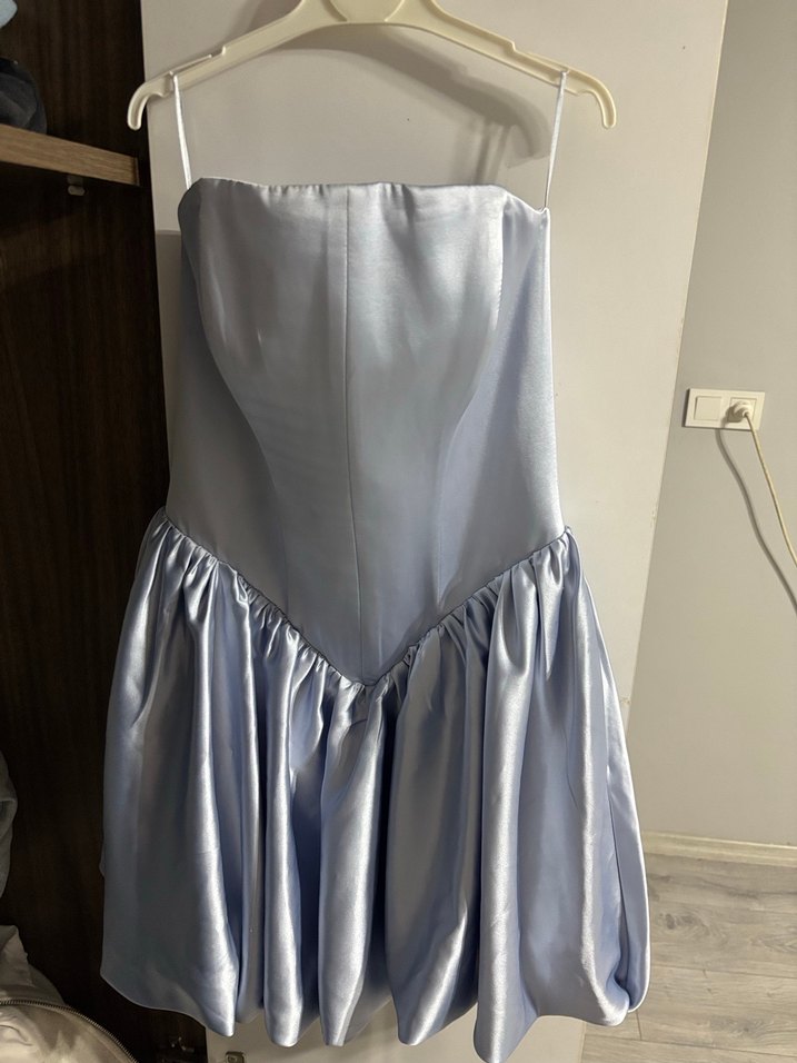 Askılı Drapeli Kısa Abiye Elbise - Görsel 2