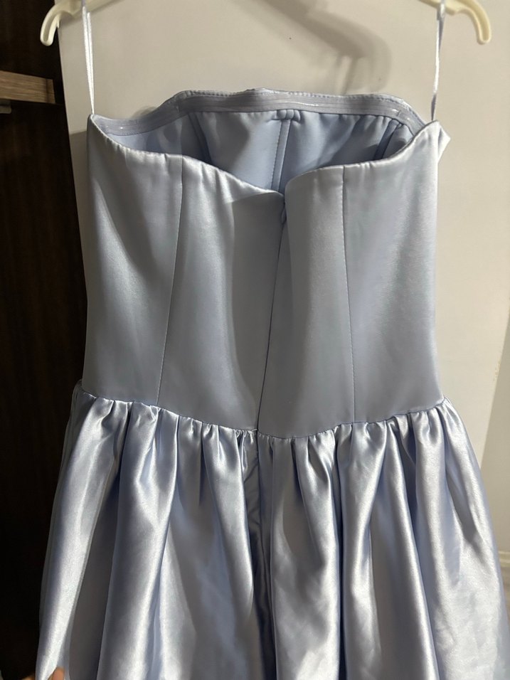 Askılı Drapeli Kısa Abiye Elbise - Görsel 3