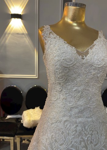 Klasik V Yaka A Kesim Gelinlik - Görsel 3