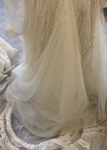 Uzun Kollu Straplez Prenses Gelinlik - Görsel 4