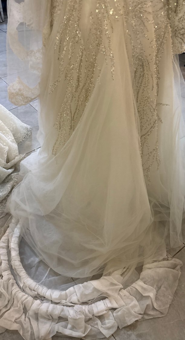 Uzun Kollu Straplez Prenses Gelinlik - Görsel 4