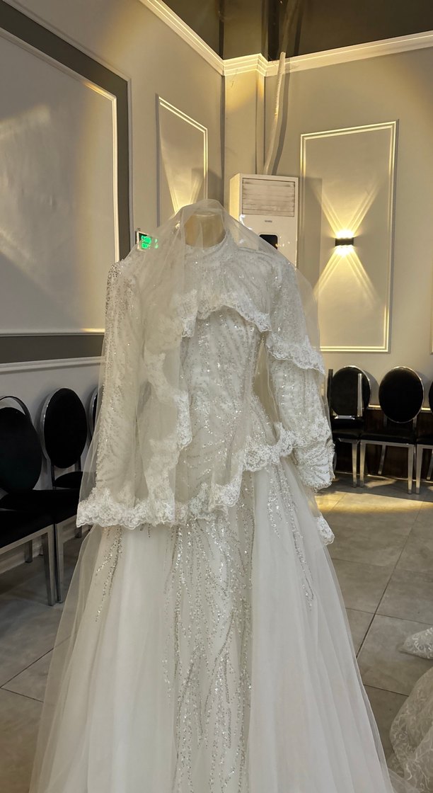 Uzun Kollu Straplez Prenses Gelinlik - Görsel 2