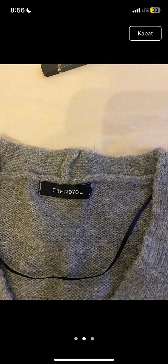 Düğmeli Gri Kadın Triko Hırka - Görsel 2