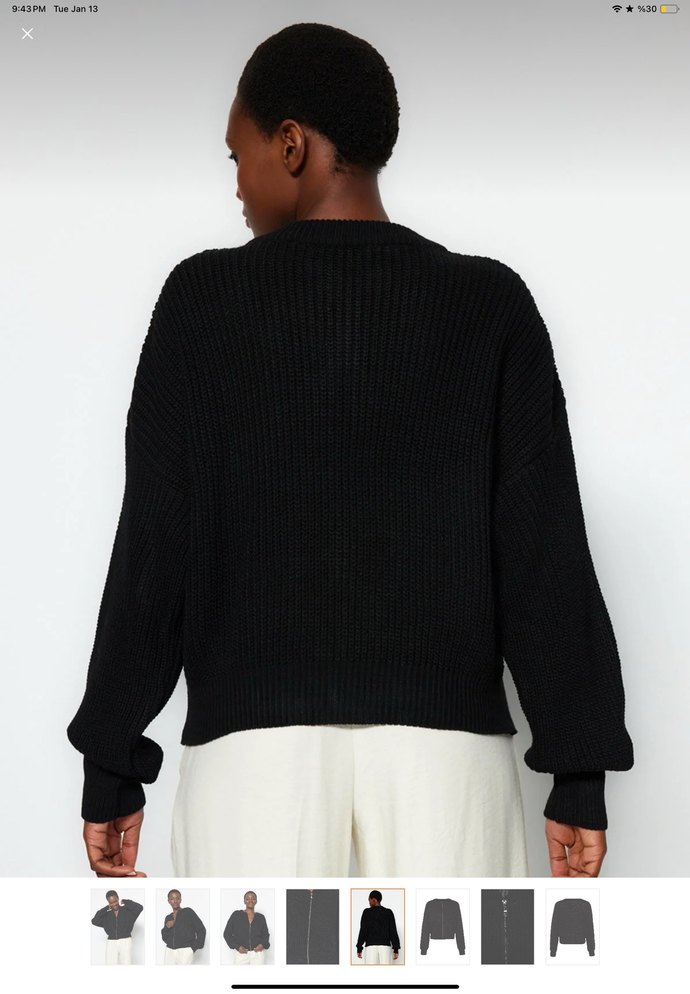 Siyah Örgü Kadın Hırka - Görsel 5