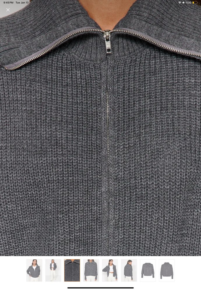 Gri Yüksek Yakalı Bol Kesim Triko hırka - Görsel 3