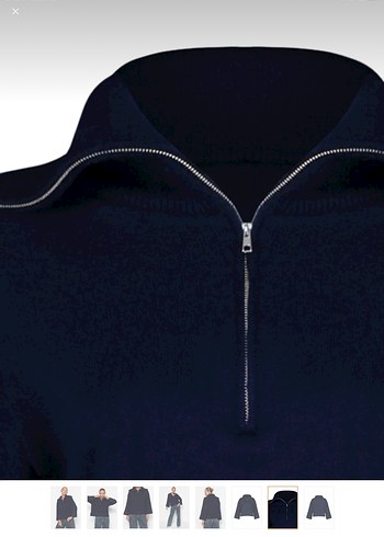 Kadın Lacivert Fermuarlı Yüksek Yakalı Kazak - Görsel 7