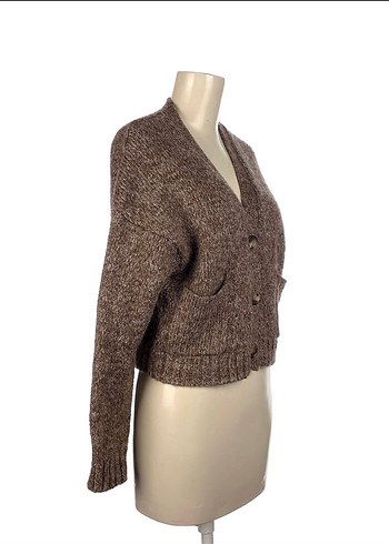 zara Düğmeli Kahverengi Örgü Kadın Hırka - Görsel 2