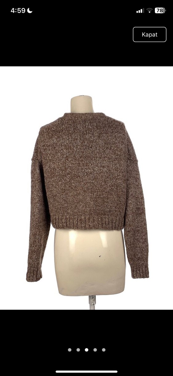 zara Düğmeli Kahverengi Örgü Kadın Hırka - Görsel 3