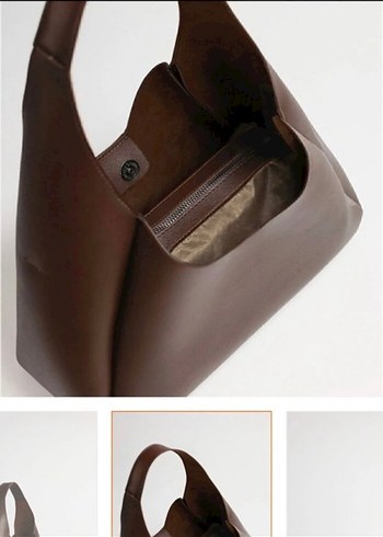 Kahverengi Deri Minimalist Kadın Çanta - Görsel 3