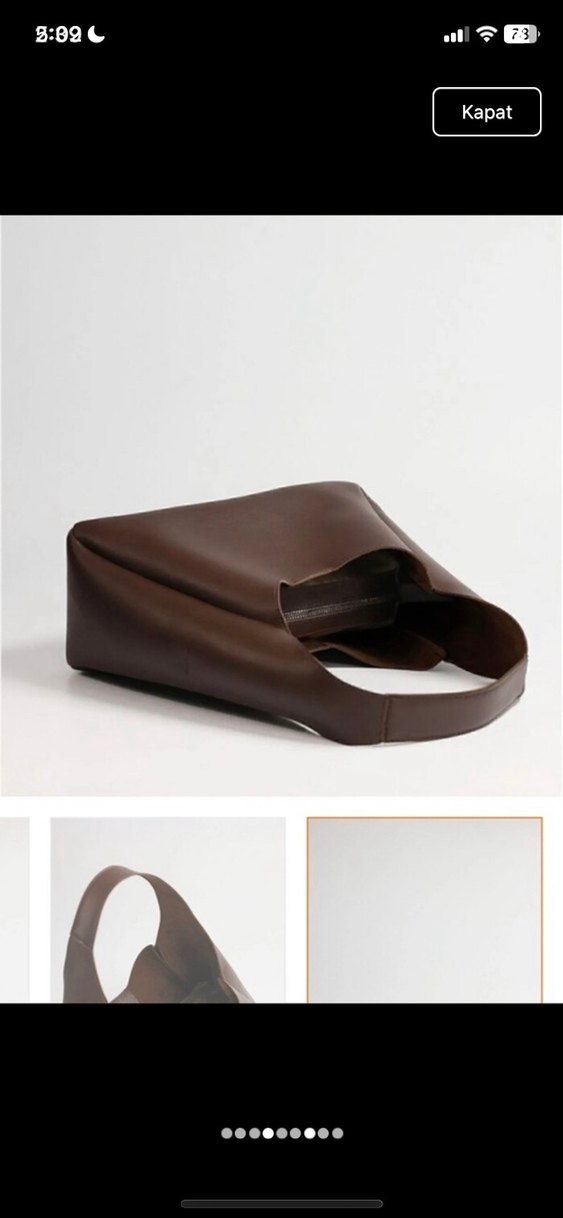 Kahverengi Deri Minimalist Kadın Çanta - Görsel 2