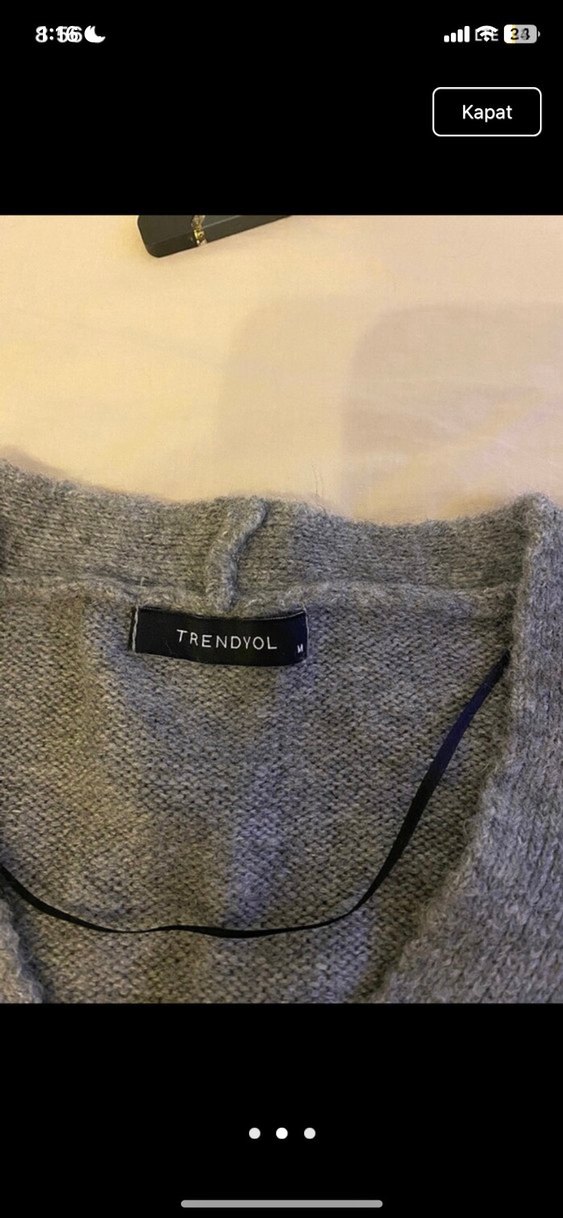 Düğmeli Gri Kadın Triko Hırka - Görsel 2